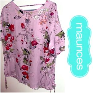 Maurices’ floral 3/4 sleeve tie blouse for women